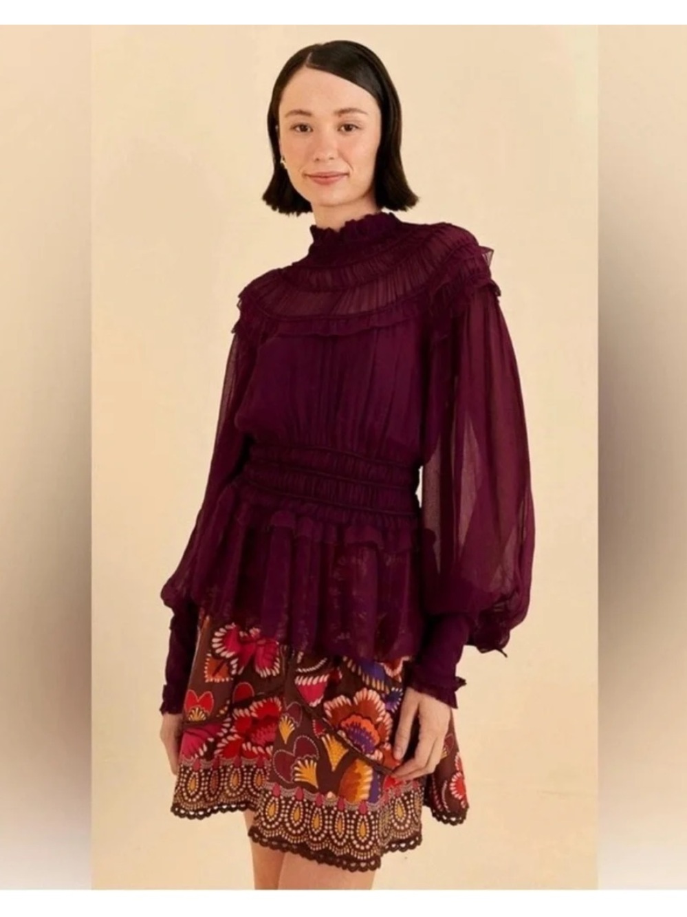 FARM Rio Purple Ruffle Peplum Blouse - Picture 16 of 16